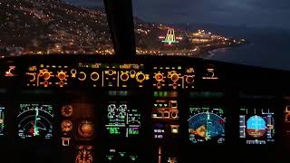 Night Landing on Madeira Island Airport Cristiano Ronaldo Airport [upl. by Lundell]