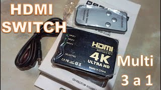 HDMI SWITCH 4k 3 to 1  tutorial multi switch la solución para mas HDMI [upl. by Bensky]