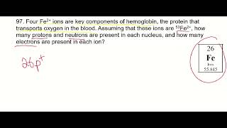 97  how many protons neutrons and electrons are in Fe2 cations [upl. by Aihsekyw]