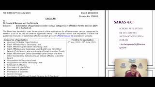 Submission of applications of CBSE affiliation for the session 2024  25 in SARAS 40 [upl. by Isherwood]