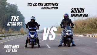 Suzuki Burgman Street 125 BS6 Vs Tvs Ntorq BS6  Scooters Performance Top End Test  Amazing Results [upl. by Nahtam]