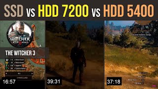 EVO 850 SSD vs HDD 1TB 7200 rpm vs HDD 1TB WD Red 5400 rpm The Witcher 3 [upl. by Tirza582]