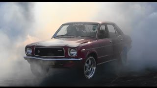 INNOV8 MAZDA 808 13B TURBO AT BURNOUT MANIA SYDNEY DRAGWAY 6102014 [upl. by Anileva]