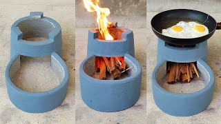 Outdoor Mini Stove  Easy Way to Make Cement Wood Stove at Home  DIY Stove Ideas [upl. by Heyer]