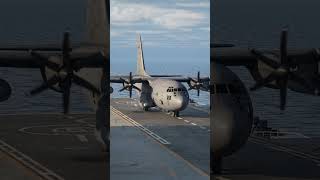 Forced Landing of C130 on an Aircraft Carrier [upl. by Cirdek923]