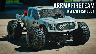 Toy RC Replay  ARRMA FIRETEAM with KM 18 F150 body大腳遙控車 [upl. by Elrod995]