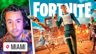 REACCIONANDO A LA NUEVA TEMPORADA DE FORTNITE DESDE MIAMI  TheGrefg [upl. by Adnarram147]