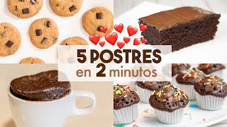 5 POSTRES en MICROONDAS 🍫🍪  en 2 minutos [upl. by Baldwin]