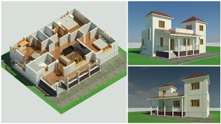 32x42 House Design with two Master Bedroom at ground floor and One Bedroom at first floor [upl. by Natty]