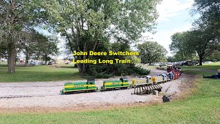 John Deere Switchers Lead Long Train  MidSouth Live Steamers [upl. by Dnallor247]