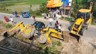 JCB Backhoe Got Accident  Recovery by Another JCB 3DX Machine  JCB Machine Video  Real JCB Video [upl. by Corder]