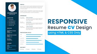 How to Create Responsive Resume Website using HTML and CSS  Resume CV design in HTML CSS [upl. by Zavras]