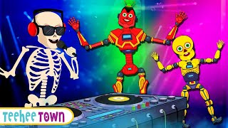 Skeleton Robot Finger Family  Midnight Dance Story  Spooky Songs For Kids by Teehee Town [upl. by Hajar310]