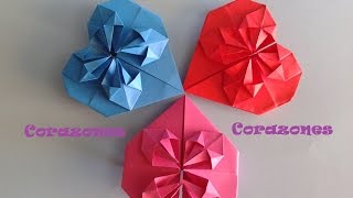 Origami  Papiroflexia Corazón para decorar o regalar San Valentín o Día de la Madre [upl. by Fi]