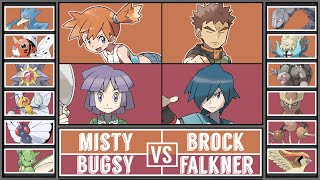 MISTYampBUGSY vs BROCKampFALKNER  KantoJohto Gym Leader Tournament Battle 1 [upl. by Ingrim]