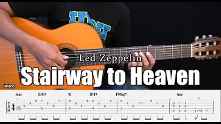 Stairway to Heaven  Led Zeppelin  Fingerstyle Guitar Tutorial  TAB amp Lyrics [upl. by Oiril]