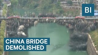 The Yujiang Bridge in China was demolished in one second [upl. by Trinidad]