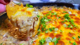 QUESO Taco Dip Recipe  I added taco meat to queso dip amp its a game changer [upl. by Eenal]