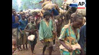 ZAIRE RWANDAN HUTU REFUGEES POUR INTO THE UBUNDU CAMP [upl. by Nniuq]