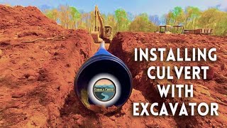 Installing Culvert Pipes Driveway BUILD with a Culvert Pipe Installation with EXCAVATOR culvert [upl. by Lotsyrk]