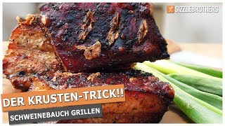 Der KRUSTENTRICK Schweinebauch grillen auf dem Kugelgrill [upl. by Luckin]