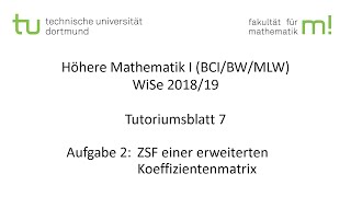 ZSF  erweiterte Koeffizientenmatrix  TU Dortmund HM I BCIBWMLW WS201819 TB7 A2 [upl. by Drawde196]