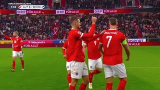 Gol di Marko Arnautovic oggi Austria vs Norvegia 51 tutti i golrhighlights UEFA Nations League [upl. by Fanchet280]