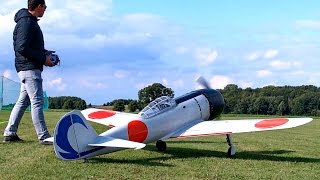 NAKAJIMA KI 84 HAYATE RC SCALE MODEL AIRPLANE FLIGHT DEMONSTRATION  Mega RC Airshow Göttingen 2015 [upl. by Arnie858]