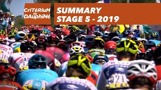 Summary  Stage 5  Critérium du Dauphiné 2019 [upl. by Craw]