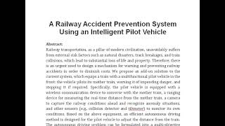 A Railway Accident Prevention System Using an Intelligent Pilot Vehicle [upl. by Nerta]