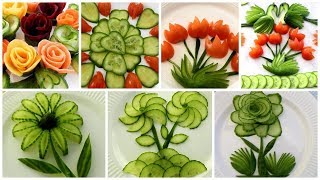 10 Super Salad Decoration Ideas  Vegetable Flower Plate Decoration [upl. by Ogawa]