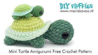 How to crochet a cute mini Turtle Amigurumi 🐢 Free Easy beginner Pattern  English [upl. by Selina]