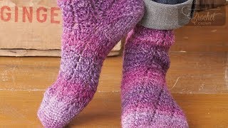 Crochet Twisting Lace Socks [upl. by Dyoll]