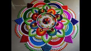 Big rangoli for Diwali  Colorful attractive and unique rangoli design for festivals [upl. by Gnud]