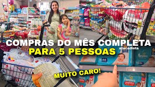 COMPRAS DO MÊS COMPLETA NO SUPERMERCADO 🛒  ABRIL 2024 PARA 5 PESSOAS [upl. by Ahsiuqel]