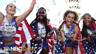 Sydney McLaughlins golden anchor leg in 4x400m relay delivers perfect ending for Team USA at Worlds [upl. by Jocelyn]