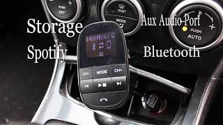 Nulaxy KM20 Bluetooth FM transmitter Review Smartcar audio features for a low price [upl. by Belcher]