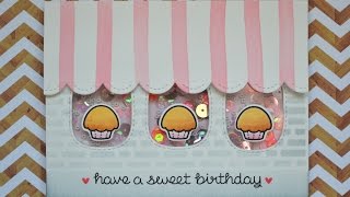 LAWN FAWN  MFT  Little cupcake shop  Shaker Card [upl. by Ahsikan]