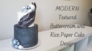 MODERN Textured Buttercream and Rice Paper Cake  Cake Decorating Tutorial [upl. by Nobile]