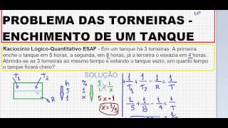 Curso de Matemática Problema das torneiras ralos sifões tanques Raciocínio Lógico Quantitativo ESAF [upl. by Nyrad684]