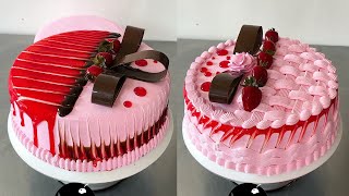 decorado de tortas con crema de frutilla y chocolate [upl. by Tolmann]