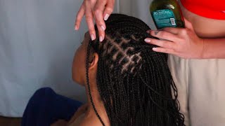 ASMR oiling scalp and counting braids 😴 on Adrianna  extremely tingly whisper [upl. by Fiona]