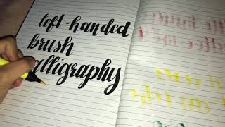 Left handed Calligraphy using Brush pen with Watercolor Effect [upl. by Xylia]