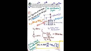 Numerical Example2 on determination of stand pipe diameter FALLING VARIABLE HEAD PERMEAMETER TEST [upl. by Yrret]