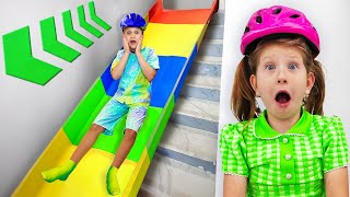 Stair Slide Adventure  More Fun with Diana and Romas Family Kids Videos [upl. by Eisen]