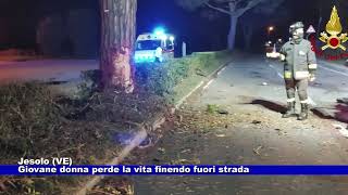 Jesolo VE Giovane donna perde la vita finendo fuori strada 05112024 [upl. by Etep]