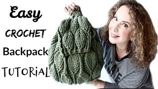 Easy Crochet Leaves BackPack Tutorial [upl. by Juliane22]