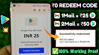 New Method  free redeem code for playstore at ₹0  How to get free google redeem code [upl. by Ttehr]