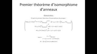 Structures algébriques partie 57  Premier théorème disomorphisme danneaux [upl. by Corrianne]
