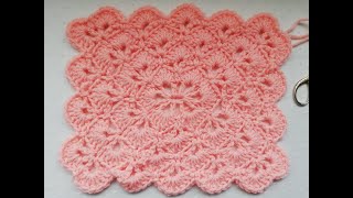 Beautiful Shells stitch crochet rectangle Crochet Nuts [upl. by Ogilvie]